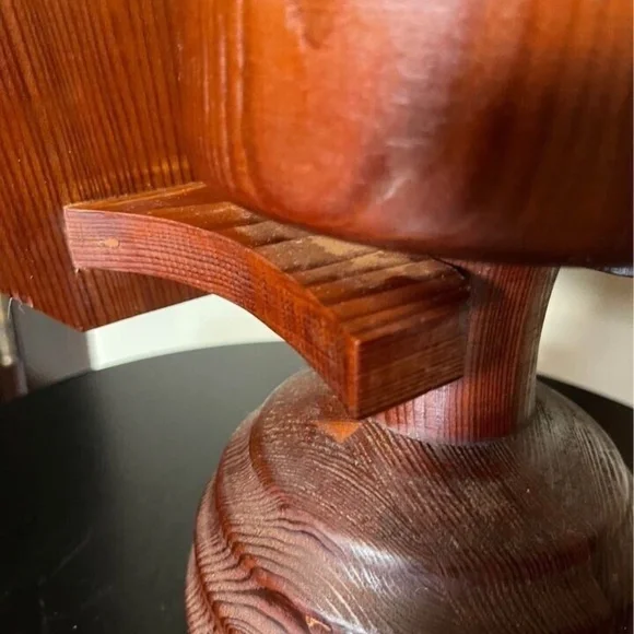 Vintage Rustic Farmhouse Wooden Electric Oil Lamp With Wooden Wall Mount - Picture 3 of 11